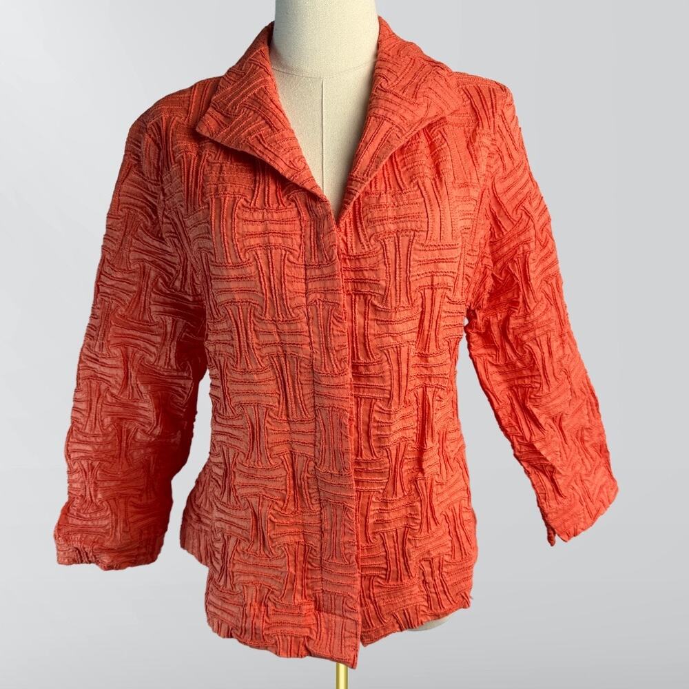 Vintage Great Cavalier By St. Paul Orange Textured Cotton Blazer